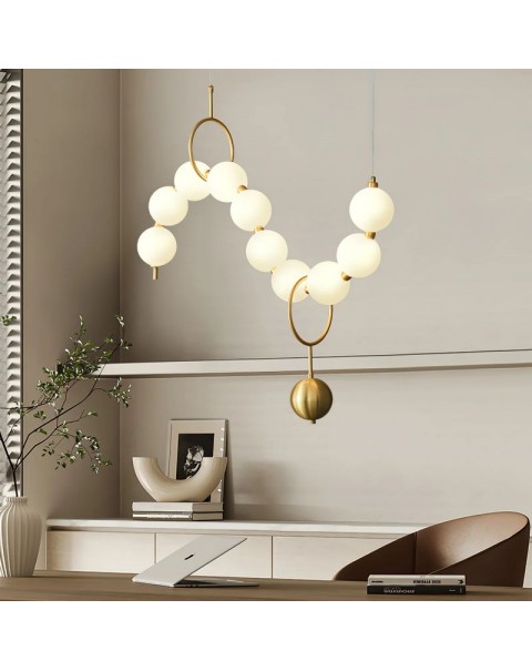 Cream wind pearl dining room chandelier post-modern minimalist light luxury creative bar table designer long dining room light