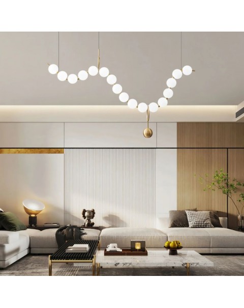 Cream wind pearl dining room chandelier post-modern minimalist light luxury creative bar table designer long dining room light