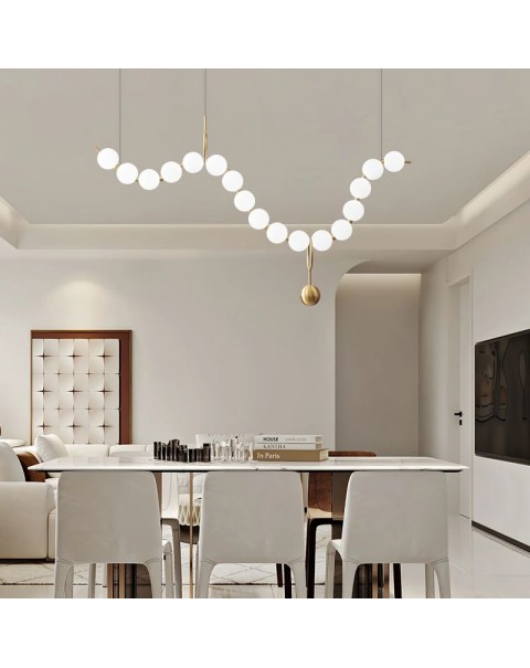 Cream wind pearl dining room chandelier post-modern minimalist light luxury creative bar table designer long dining room light