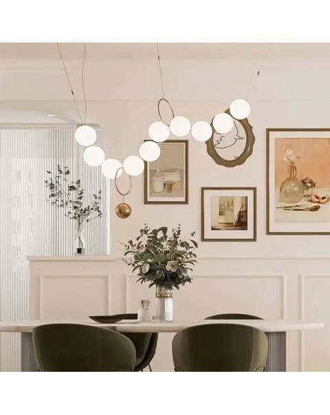 Cream wind pearl dining room chandelier post-modern minimalist light luxury creative bar table designer long dining room light