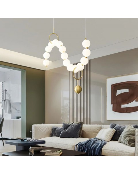 Cream wind pearl dining room chandelier post-modern minimalist light luxury creative bar table designer long dining room light