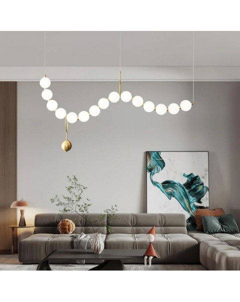 Cream wind pearl dining room chandelier post-modern minimalist light luxury creative bar table designer long dining room light