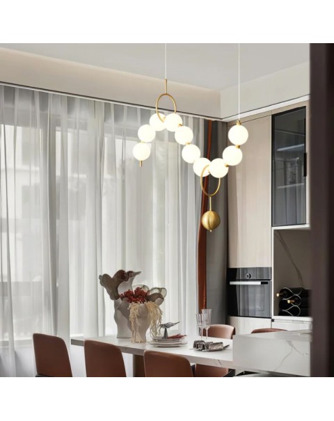 Cream wind pearl dining room chandelier post-modern minimalist light luxury creative bar table designer long dining room light