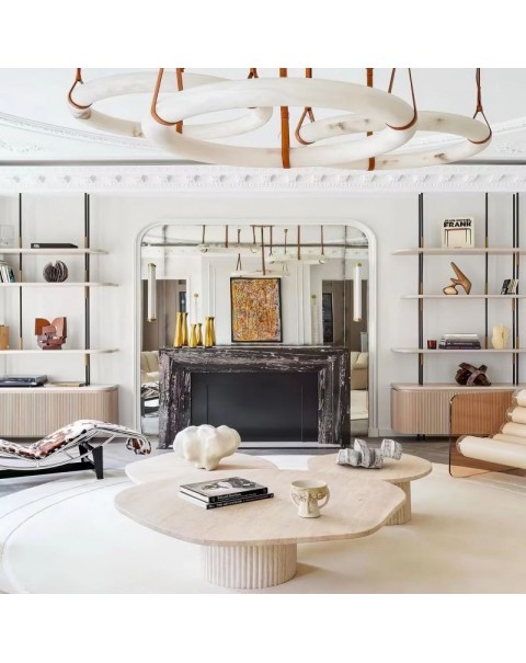 Spanish marble living room chandelier post-modern designer full copper light luxury villa showroom round new lamps and lanterns