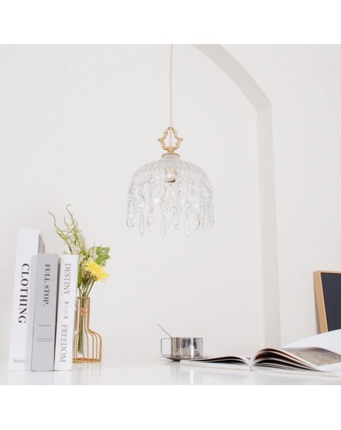 French crystal lamp entrance small chandelier light luxury full copper aisle corridor light balcony light net red bedroom bedside chandelier