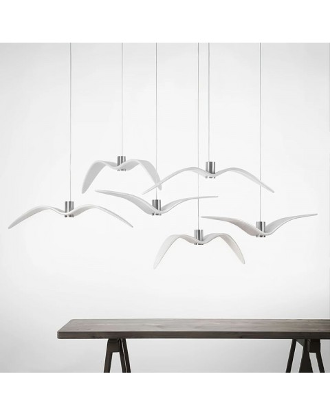 Scandinavian personality restaurant chandelier bedroom bar creative aisle entrance light clothing store LED black and white seagull chandelier