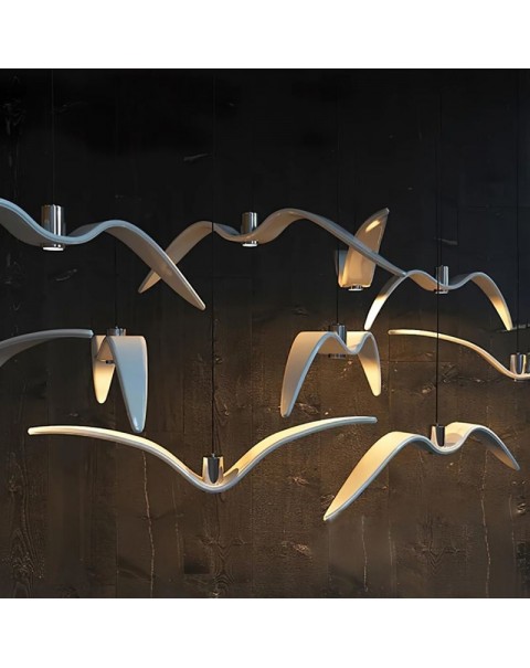 Scandinavian personality restaurant chandelier bedroom bar creative aisle entrance light clothing store LED black and white seagull chandelier