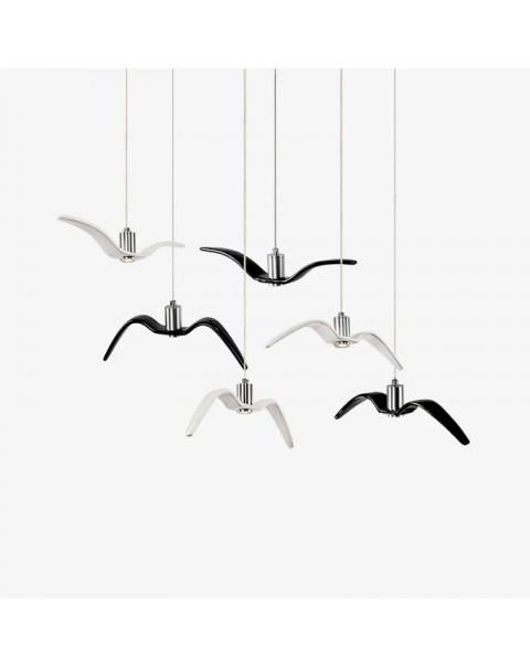 Scandinavian personality restaurant chandelier bedroom bar creative aisle entrance light clothing store LED black and white seagull chandelier