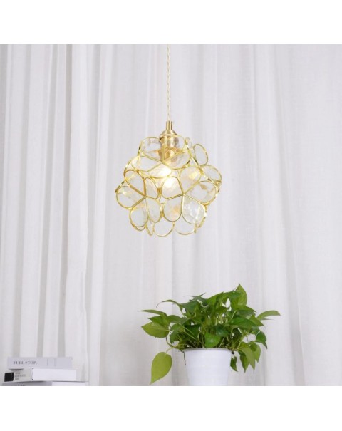 Scandinavian light luxury petal lamp dining room bedroom bedside lamp entryway aisle foyer balcony bar brass small chandelier