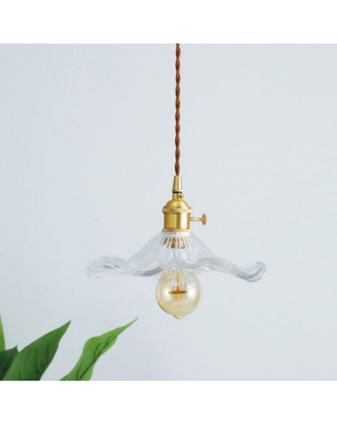 Scandinavian Japanese style dining room chandelier simple bedroom bedside lamp balcony bar lamp ins brass retro glass chandelier