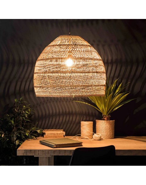 Wabi-sabi style retro rattan chandelier creative rattan dining table lamp simple inn B&B living room hemp rope rattan lamps and lanterns