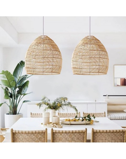 Wabi-sabi style retro rattan chandelier creative rattan dining table lamp simple inn B&B living room hemp rope rattan lamps and lanterns