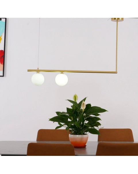 Scandinavian creative simplicity new minimalist light luxury copper a word dining chandelier long office lights tea room study chandelier