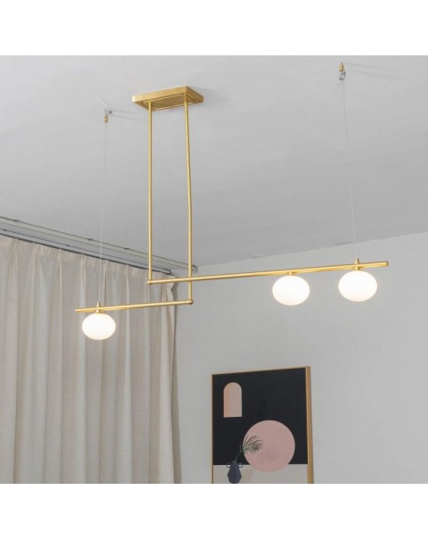 Scandinavian creative simplicity new minimalist light luxury copper a word dining chandelier long office lights tea room study chandelier