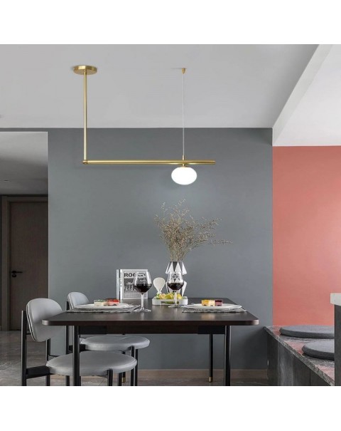 Scandinavian creative simplicity new minimalist light luxury copper a word dining chandelier long office lights tea room study chandelier