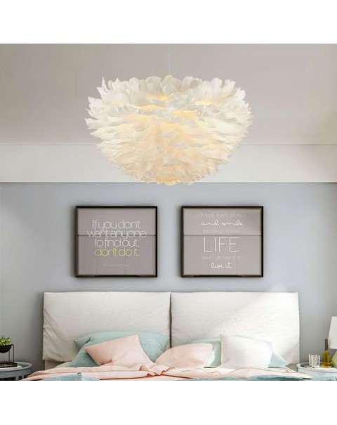 Opal Scandinavian master bedroom light modern simple personality creative net red cream wind clouds warm romantic feather hanging