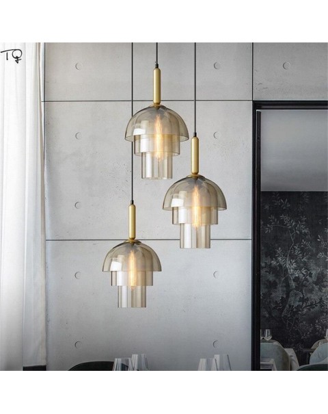 American simple bar glass chandelier modern light luxury new creative personality restaurant store designer lamps and lanterns