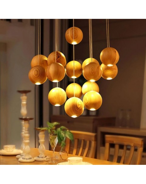 Designer Chinese creative personality lamps and lanterns Scandinavian restaurant hotel chandelier bar coffee bar simple wooden chandelier