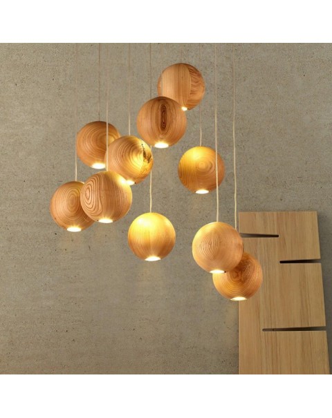 Designer Chinese creative personality lamps and lanterns Scandinavian restaurant hotel chandelier bar coffee bar simple wooden chandelier