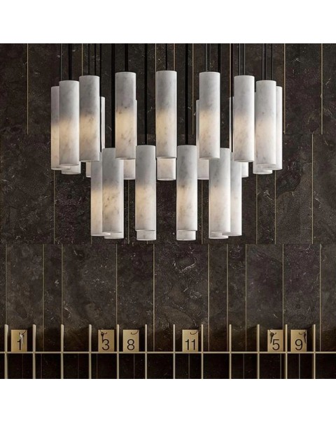 Post-modern light luxury natural snowflake marble living room chandelier designer bar study bedroom light art staircase light