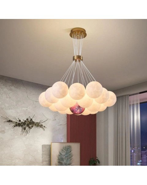 Grandview living room chandelier modern simple living room main light Scandinavian creative bubble moon bedroom lamps and lanterns J001