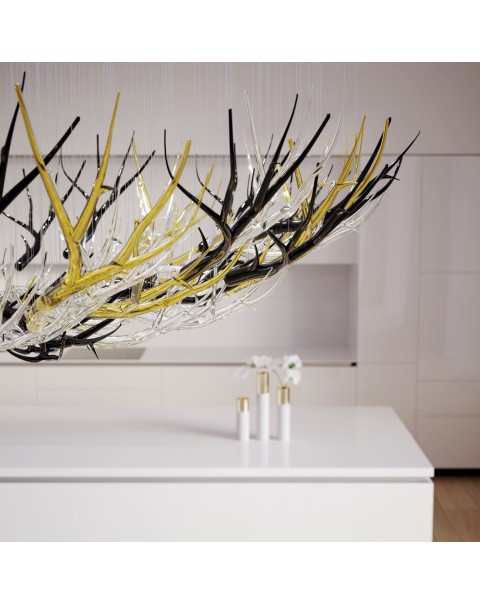 Color-blocked antlers living room chandelier