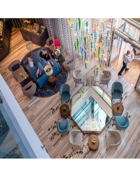 Colorful Curved Crystal Staircase Long Chandelier