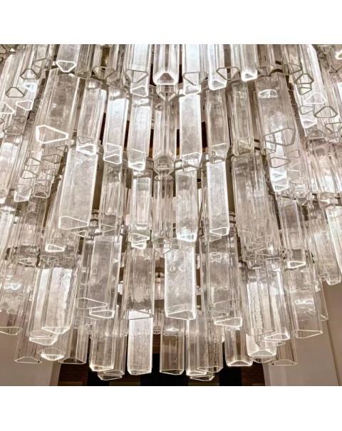 Hollow Triple Prism Crystal Glass Pendant Chandelier