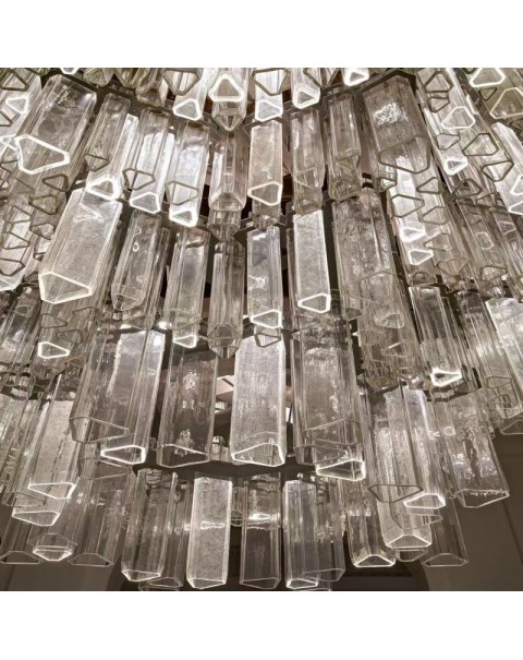 Hollow Triple Prism Crystal Glass Pendant Chandelier