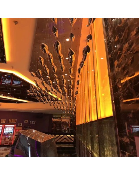 Crystal Glass Chandelier with Schools of Fish