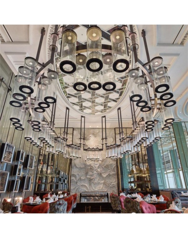 Cylindrical Crystal Glass Villa Hotel Chandelier