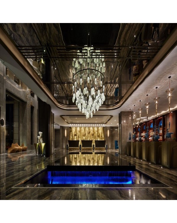 Crystal Glass Chandelier for Living Room Lobby