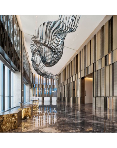 Living Room Lobby Hotel Crystal Glass Gauze Chandelier