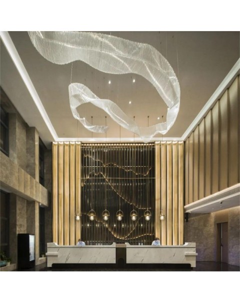 Living Room Lobby Hotel Crystal Glass Creative Ribbon Chandelier