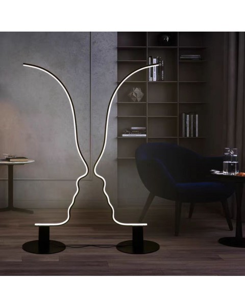 LED Scandinavian face art floor lamp simple living room sofa decorative bedside lamp light luxury creative bedroom