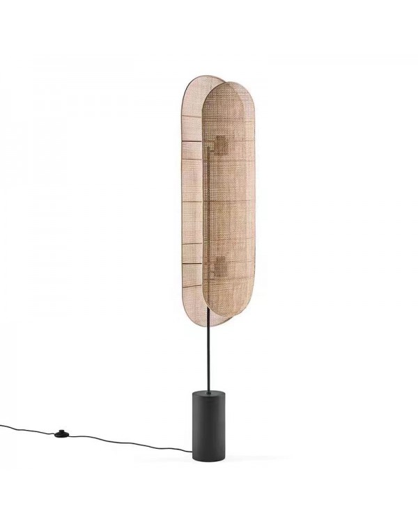 Japanese floor lamp wabi-sabi style retro rattan l...