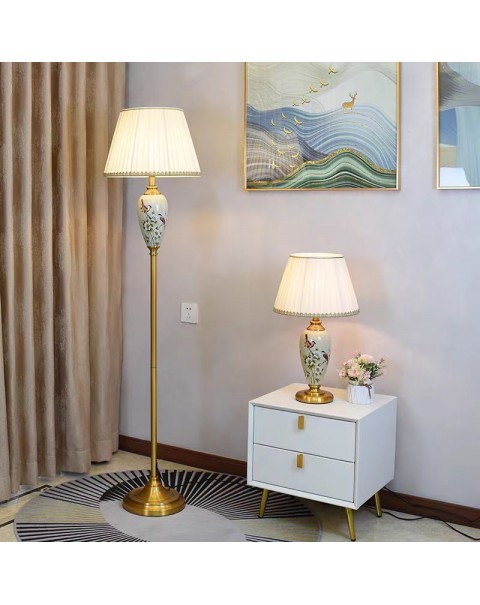 High-grade American simple modern living room floor lamp ceramic new Chinese European floor lamp living room vertical lighting fixtures