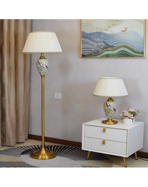 High-grade American simple modern living room floor lamp ceramic new Chinese European floor lamp living room vertical lighting fixtures