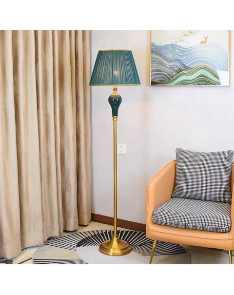 High-grade American light luxury living room floor lamp green ceramic new Chinese modern simple floor lamp living room vertical lighting