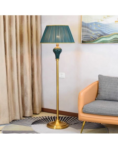 High-grade American light luxury living room floor lamp green ceramic new Chinese modern simple floor lamp living room vertical lighting