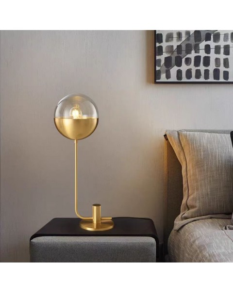 All copper light luxury bedroom bedside lamp simple modern atmosphere desk eye protection glass table lamp minimalist living room small table lamps