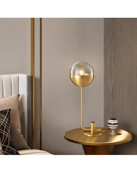 All copper light luxury bedroom bedside lamp simple modern atmosphere desk eye protection glass table lamp minimalist living room small table lamps