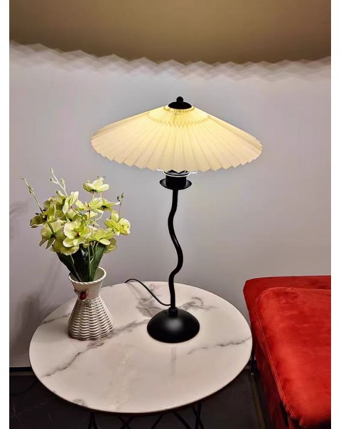 Antique pleated floor lamp living room simple wabi-sabi style bedroom bedside lamp ambient table lamps