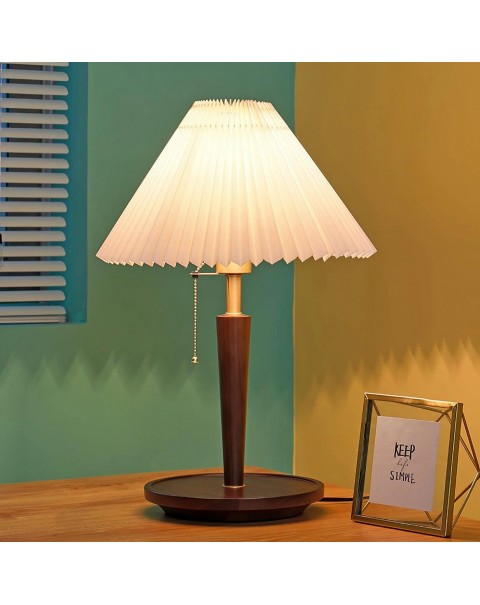 Grand View Table Lamp Bedroom Bedside Lamp Pleated Decorative Night Light Japanese Log American Vintage Ambient Lamps