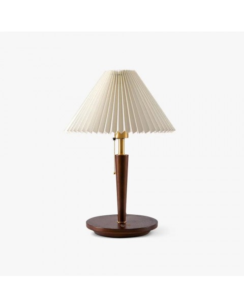 Grand View Table Lamp Bedroom Bedside Lamp Pleated Decorative Night Light Japanese Log American Vintage Ambient Lamps