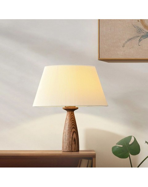 Pleated table lamp bedroom bedside lamp wabi-sabi style antique retro Japanese original solid wood study room B&B modern minimalist lamps