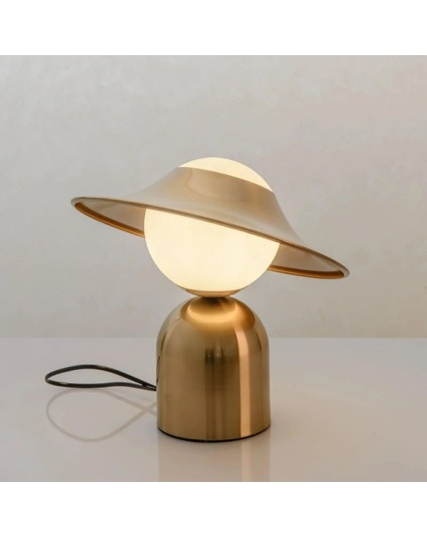 Light luxury table lamp post-modern living room straw hat shape simple creative personality bedroom bedside lamp glass warm light Scandinavian