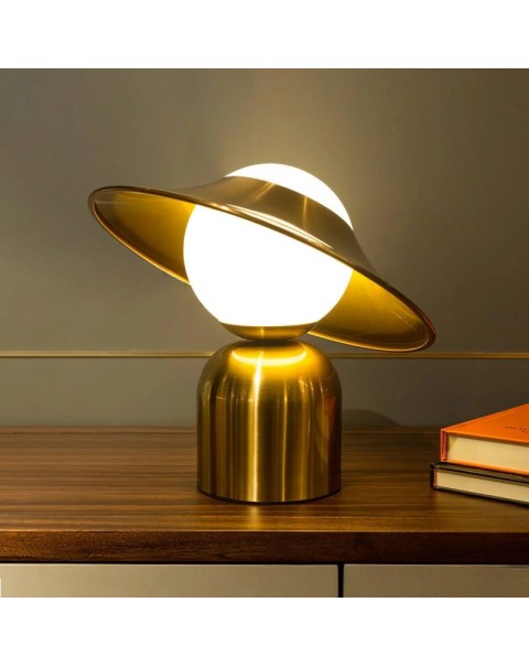 Light luxury table lamp post-modern living room straw hat shape simple creative personality bedroom bedside lamp glass warm light Scandinavian