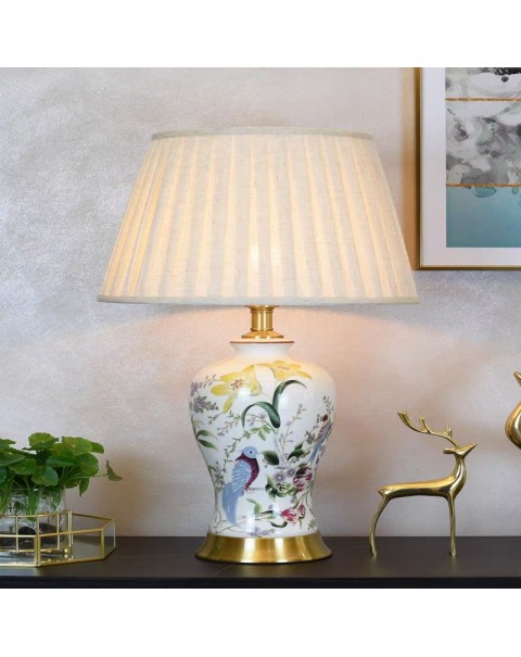 American Scandinavian copper bird ceramic table lamp living room sofa corner table home decorative lamp bedroom bedside vase light