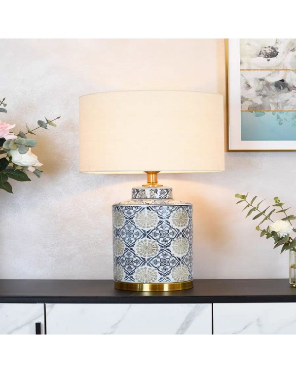 American living room sofa corner table lamp vintag...